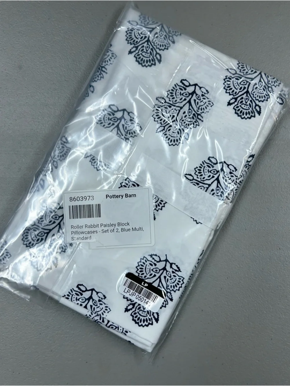 Roller Rabbit Paisley Block Blue Floral Pillowcases Covers Set of 2 Pottery Barn